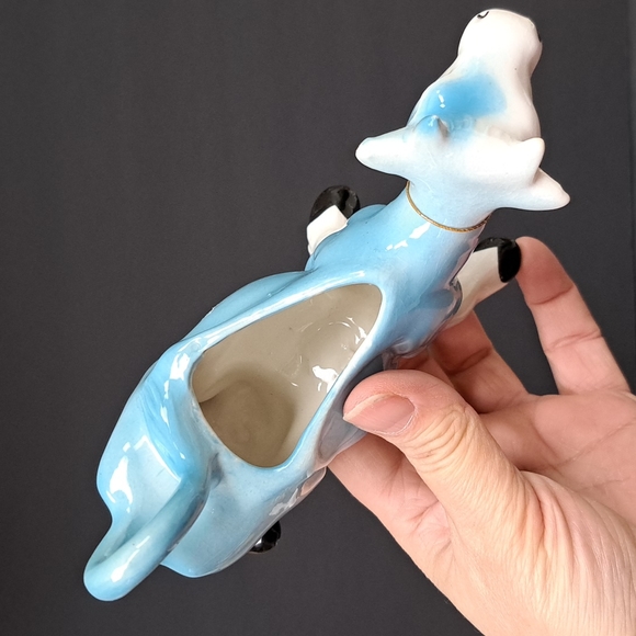 Mid-Century Modern blue & white ceramic cow creamer - Picture 3 of 8